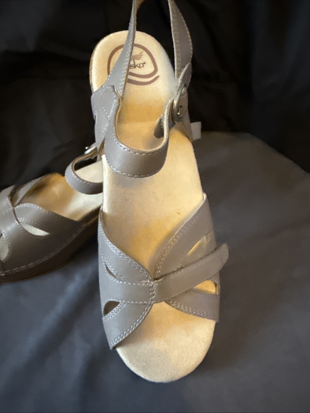 Dansko Season Burnished Calf Stone Sandal 38 NiB