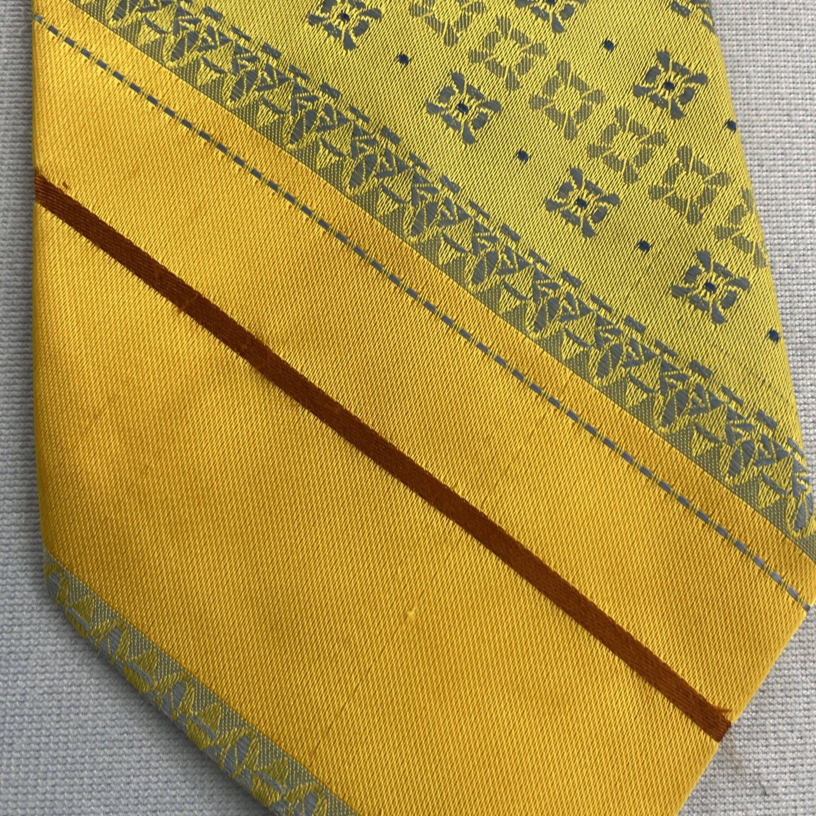 vtg 70s Trevira Cornel Swing Tie Southwest Rockabilly Stripe Yellow Green 4×57