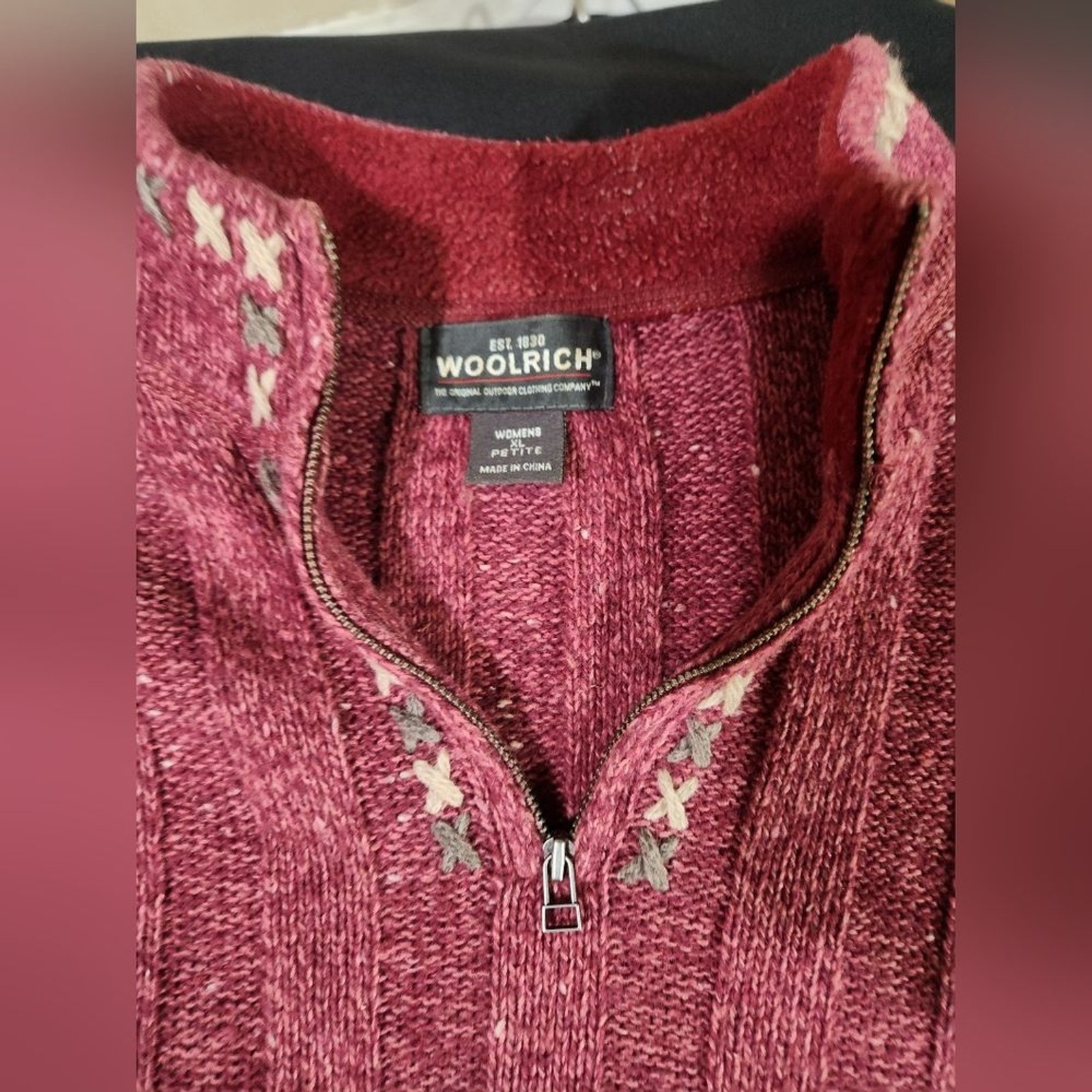 Woolrich Burgandy Knit Sweater with Star Accents
