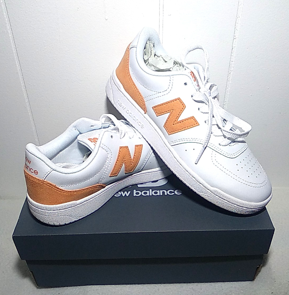 New Balance BB80 W Size 8.0 Court Sneakers Leather & Synthetic Upper White Brown