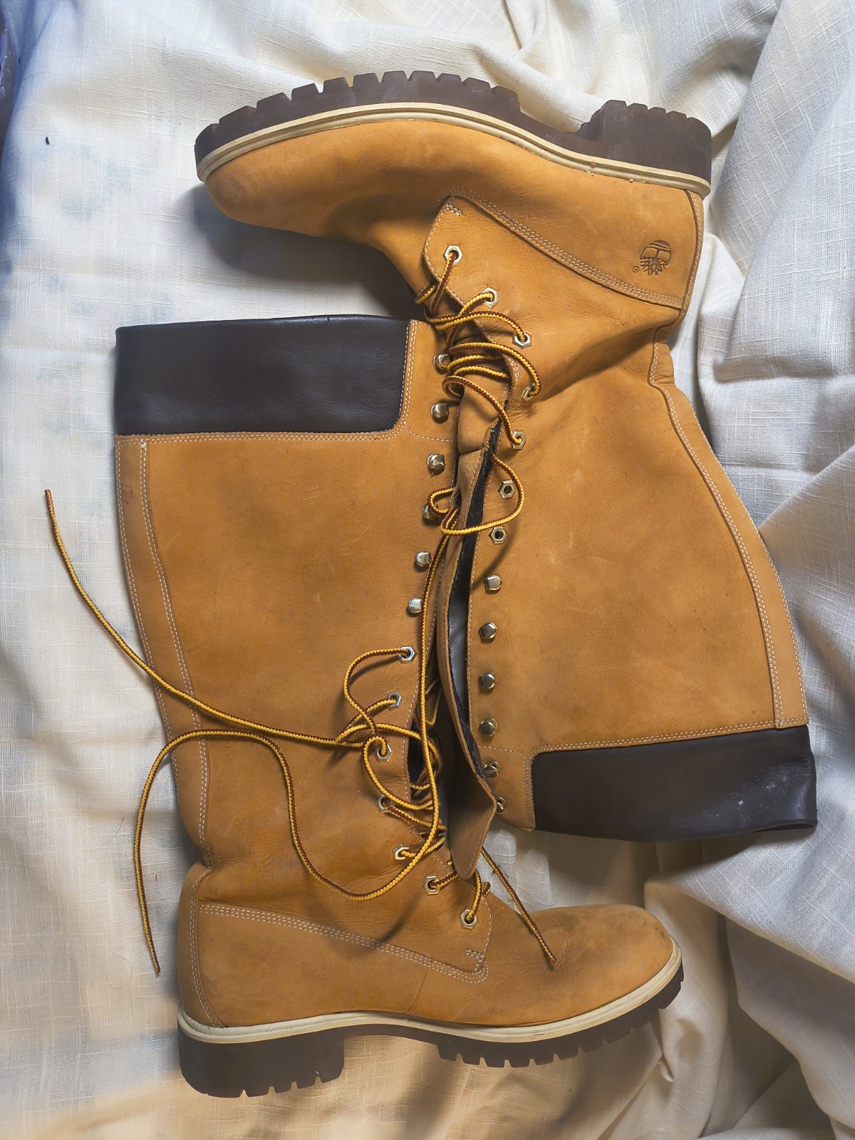 Timberland Waterproof Knee High Lace-Up Riding Boots 3752R Tan Black 5.5