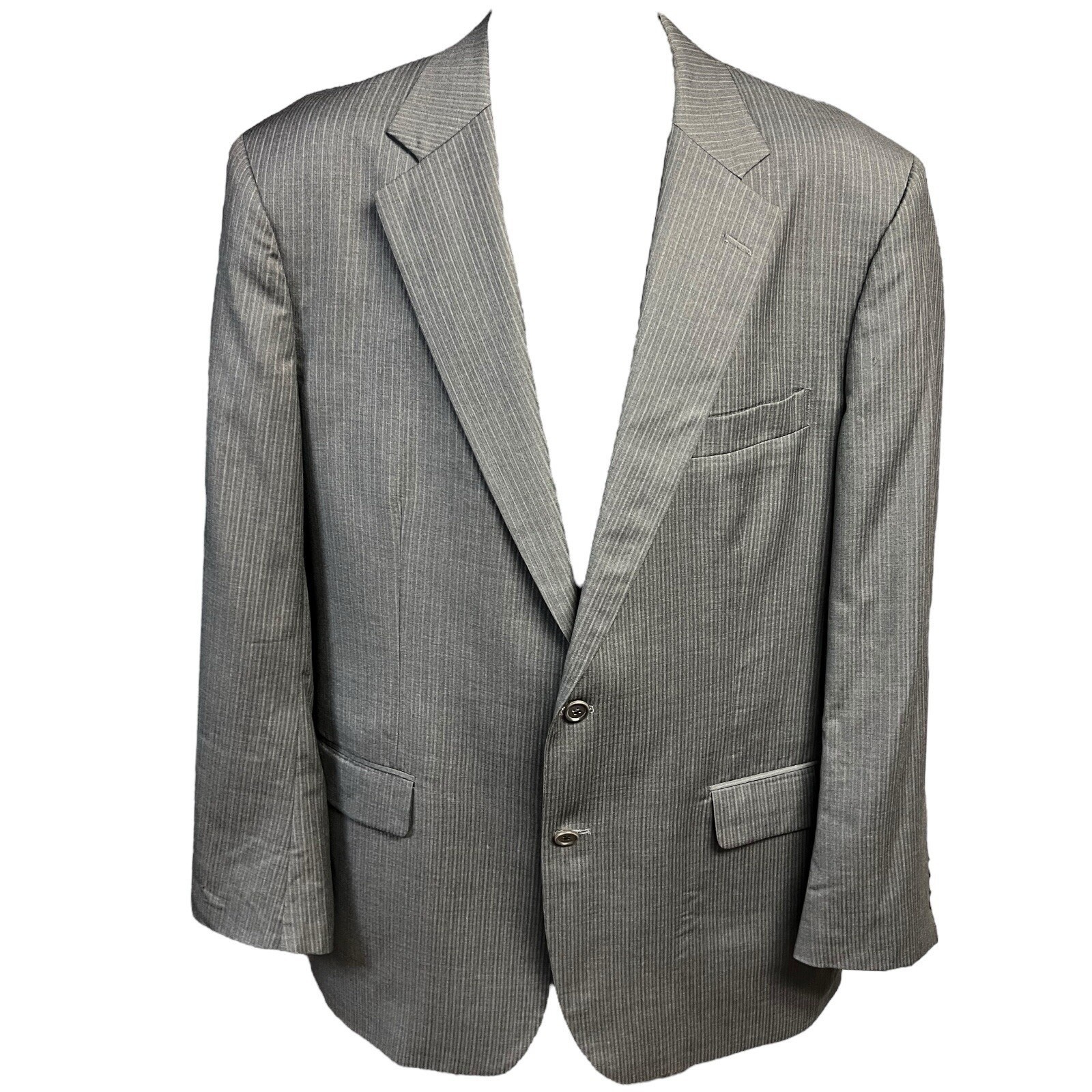 Brooks Brothers Jacket 44L Grey Pinstripe 2-Button Notched Lapel Madison Saxxon