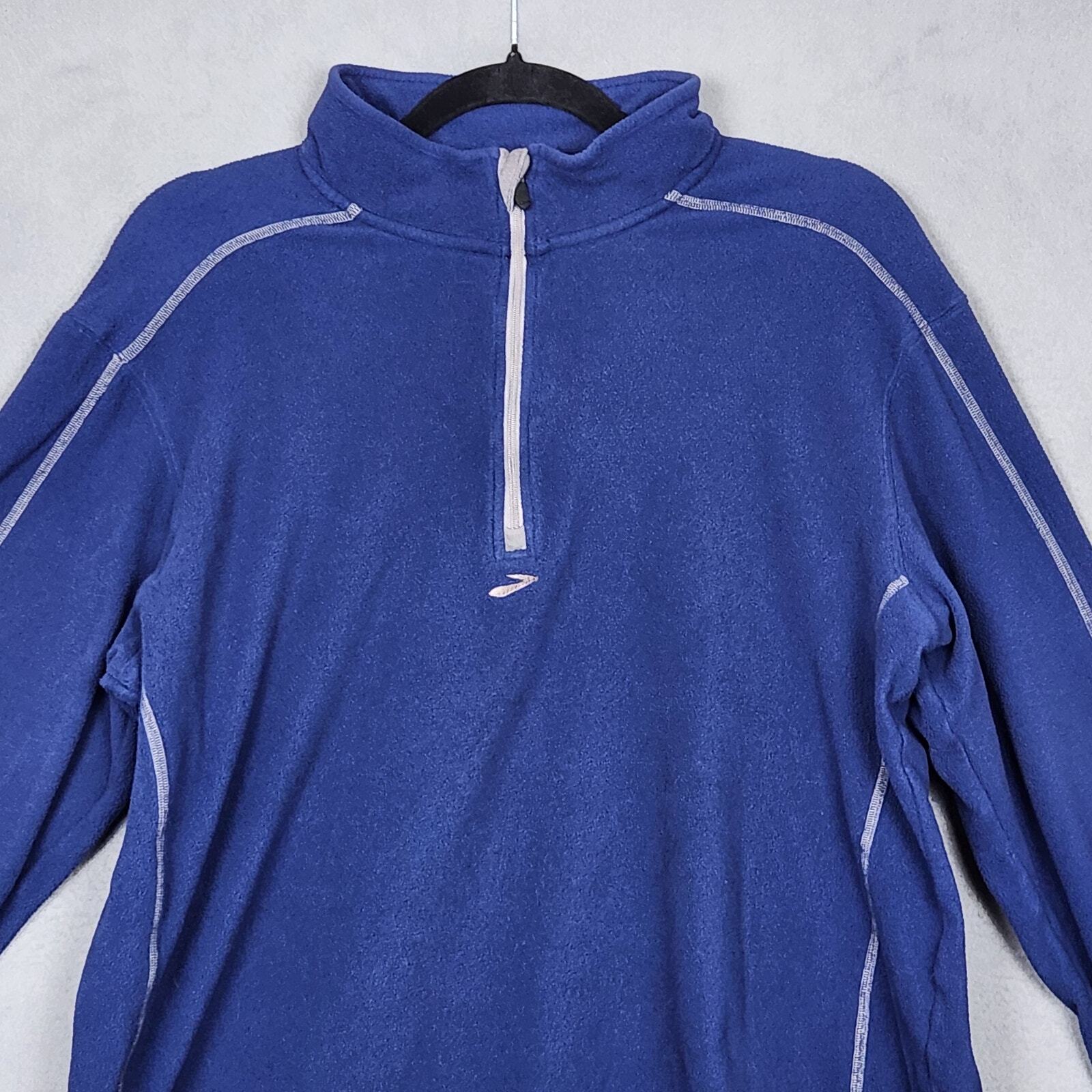 BROOKS RUNNING Fleece Jacket Womens Large Blue 1/2 Zip Lightweight Pullover