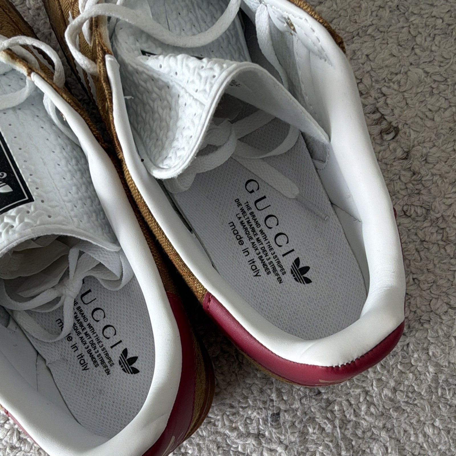 adidas x Gucci Gazelle GG Logo Brown/White/Burgundy Low Top Lace-Up Silk HQ7083