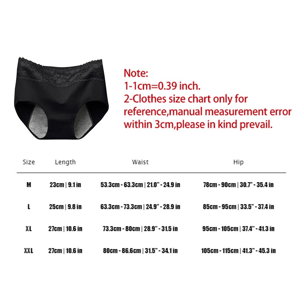 3 Womens Period Panties Solid Menstrual Briefs Stretch Brief Leakproof Underwear