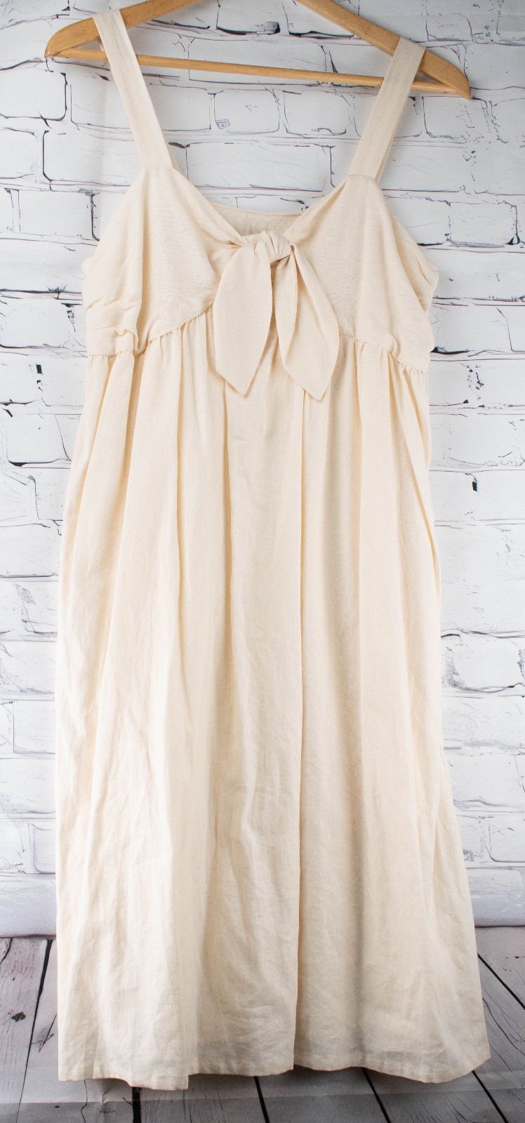 Retro High Waist Fit & Flare Strap Sleeveless Dress Front Chest Tie Women’s L