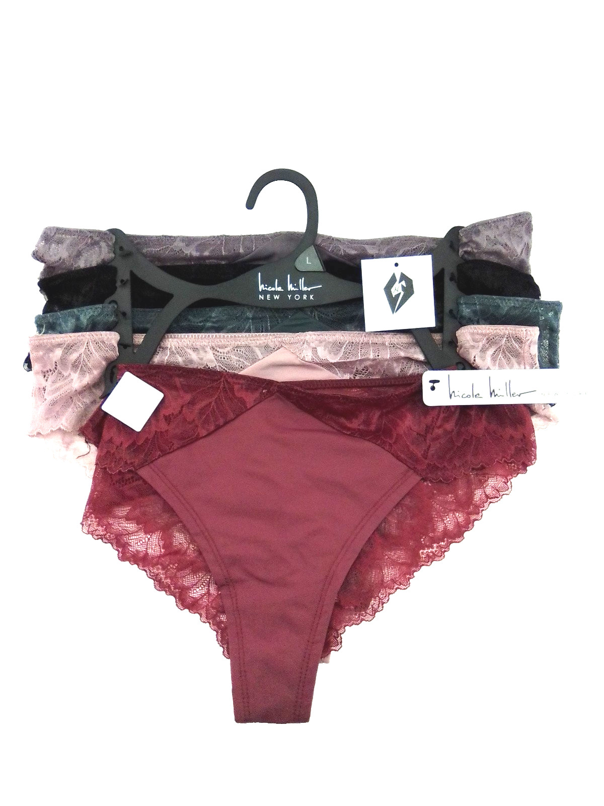 Nicole Miller New York Women’s 5Pc. Lace Stain Soft Feel Panties Size Large