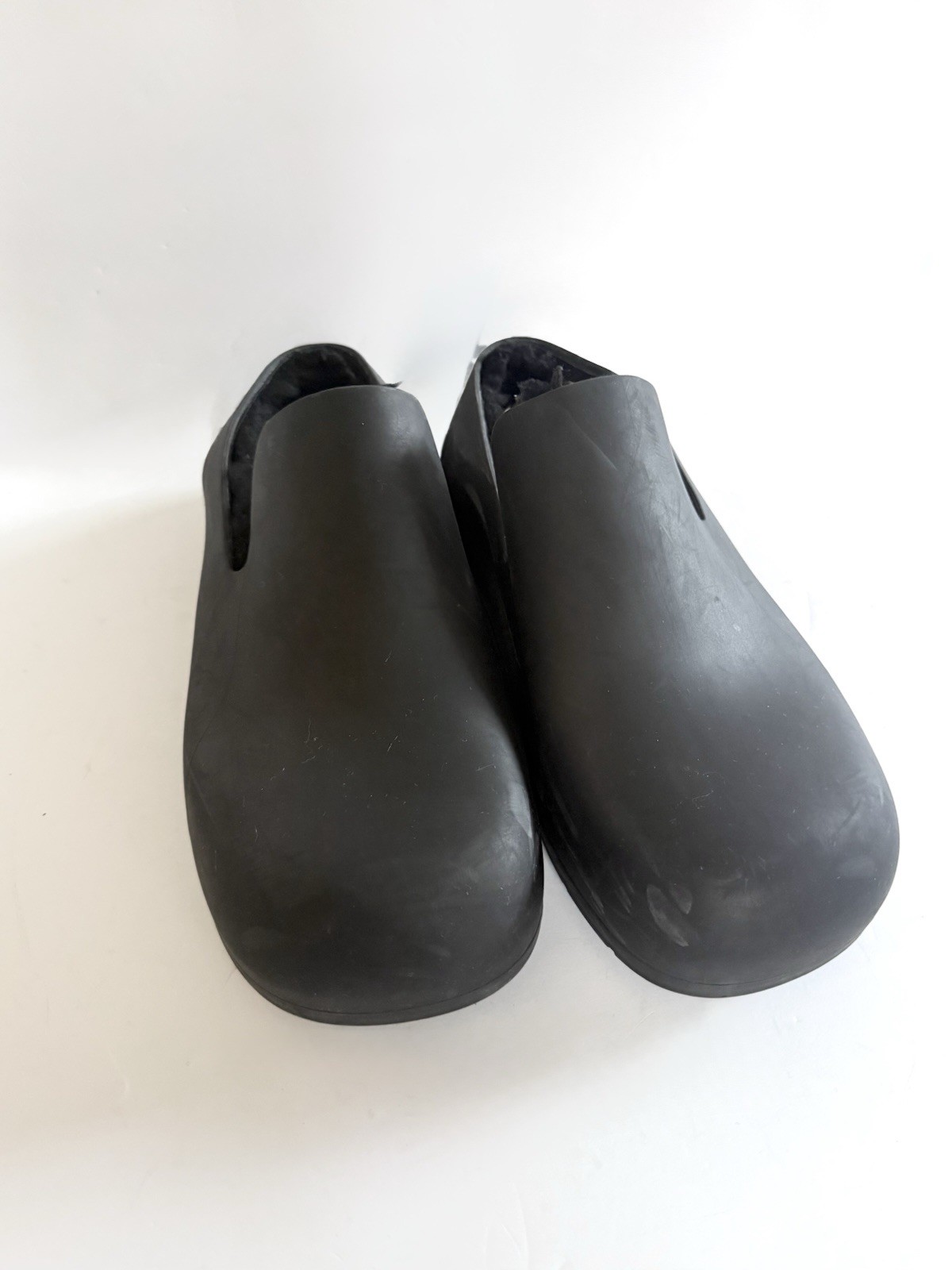 Bottega Veneta Puddle Slingback Sandal Clog Slides Shearling Black Rubber Size 8