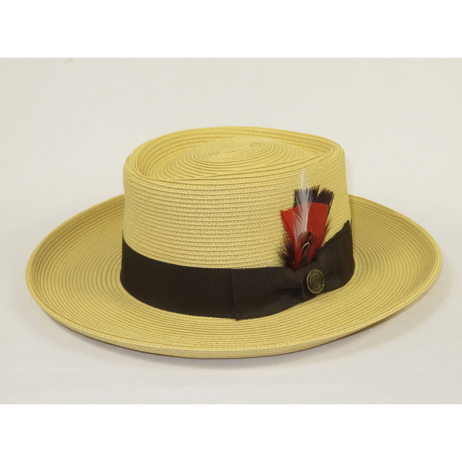 Men Bruno Capelo Braid Straw Hat Wide Brim GAMBLER GAMS202 Natural/Brown