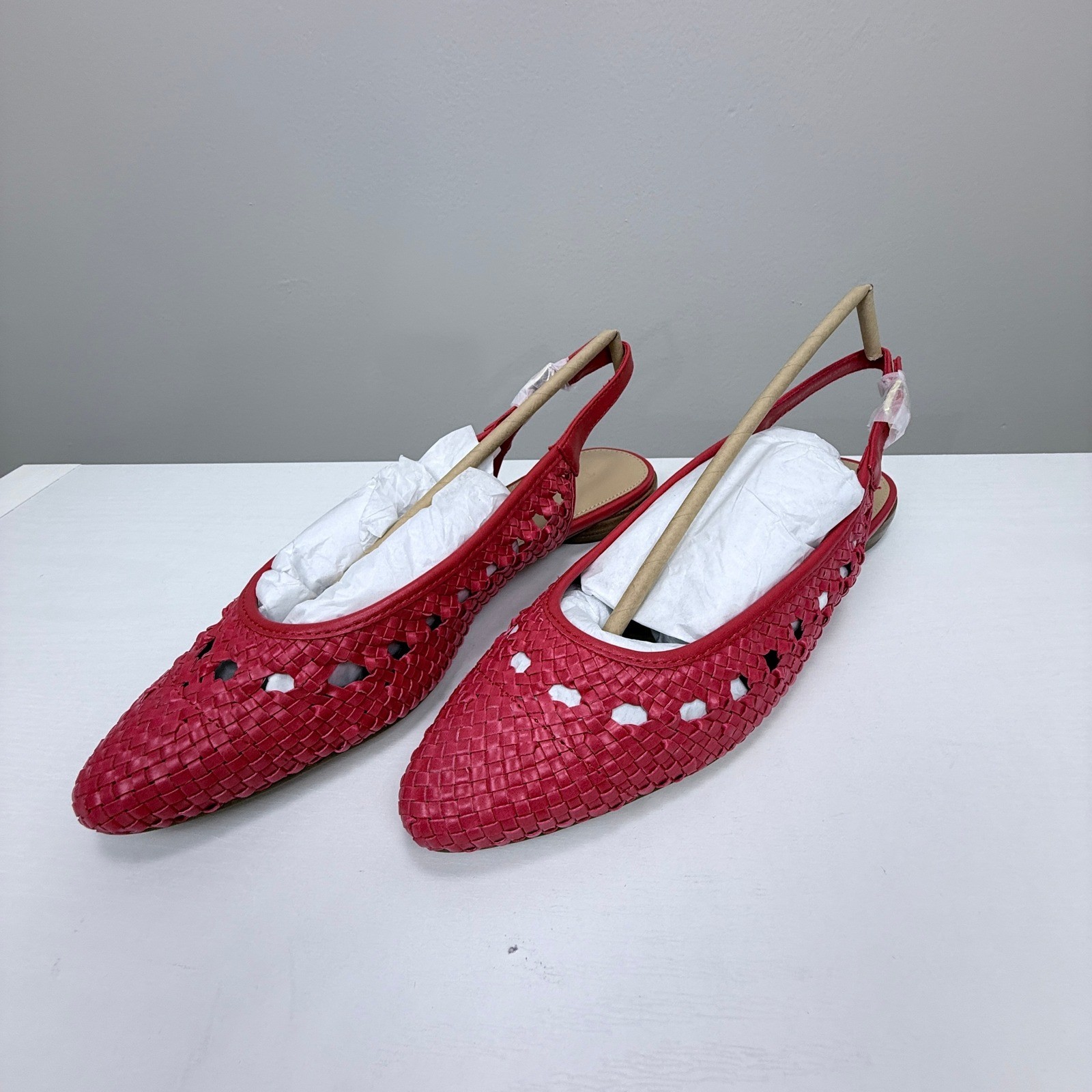 Talbots Edna Woven Slingback Flats Women 8M Red Pepper NIB Coastal Grandma,