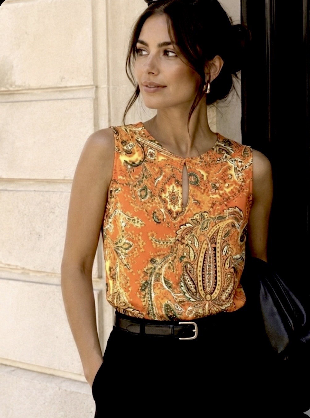 RALPH LAUREN PAISLEY SLEEVELESS TOP XL BOHO FESTIVAL COACHELLA DOPAMINE KEYHOLE