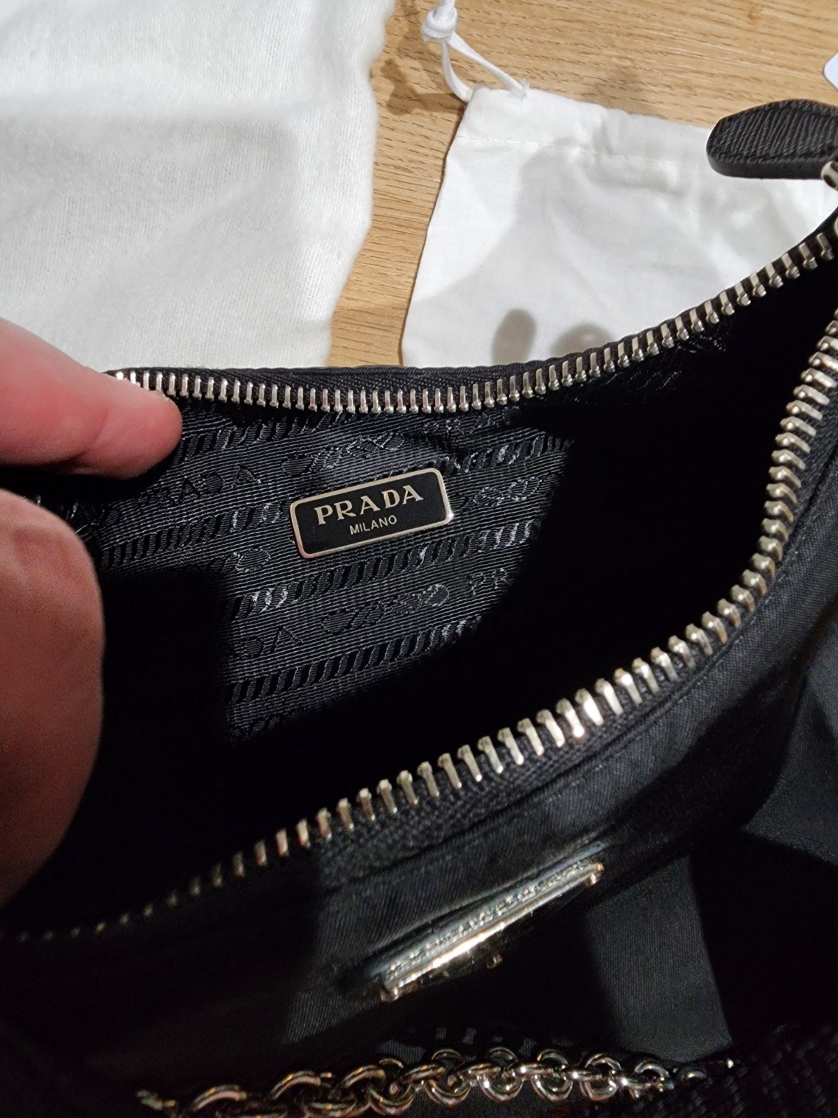 PRADA Re-Edition 2005 Crossbody Small Black Nylon W/ All Original Pieces