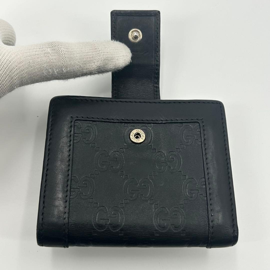 Excellent condition GUCCI Folding Wallet Horsebit Plate Shima Leather Black