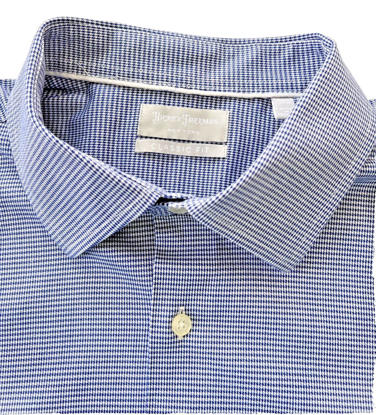 Hickey Freeman New York Mens Classic Fit Dress Shirt Blue White 17-17 1/2, 34-35