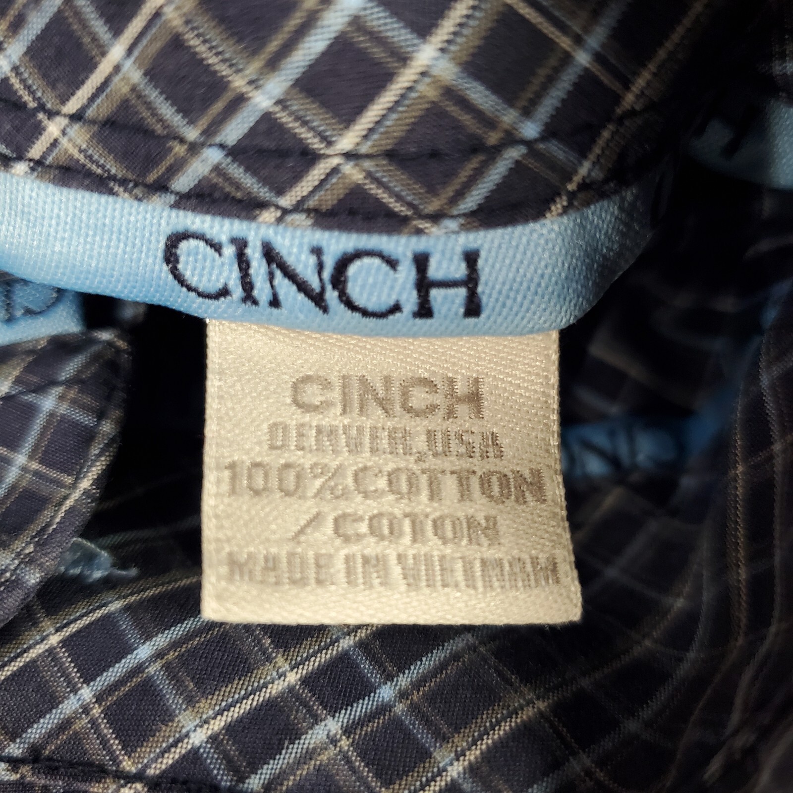 Cinch Mens Shirt Small Grey Black Tartan Western Grunge Cowboy Hipster
