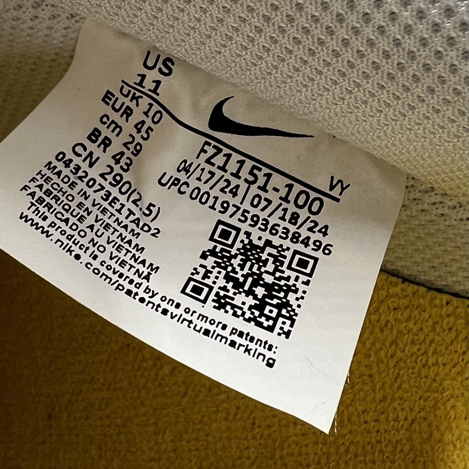 Nike Air Force 1 Low Retro QS AF1 Kobe Bryant Lakers Home Mens 11 [FZ1151-100]