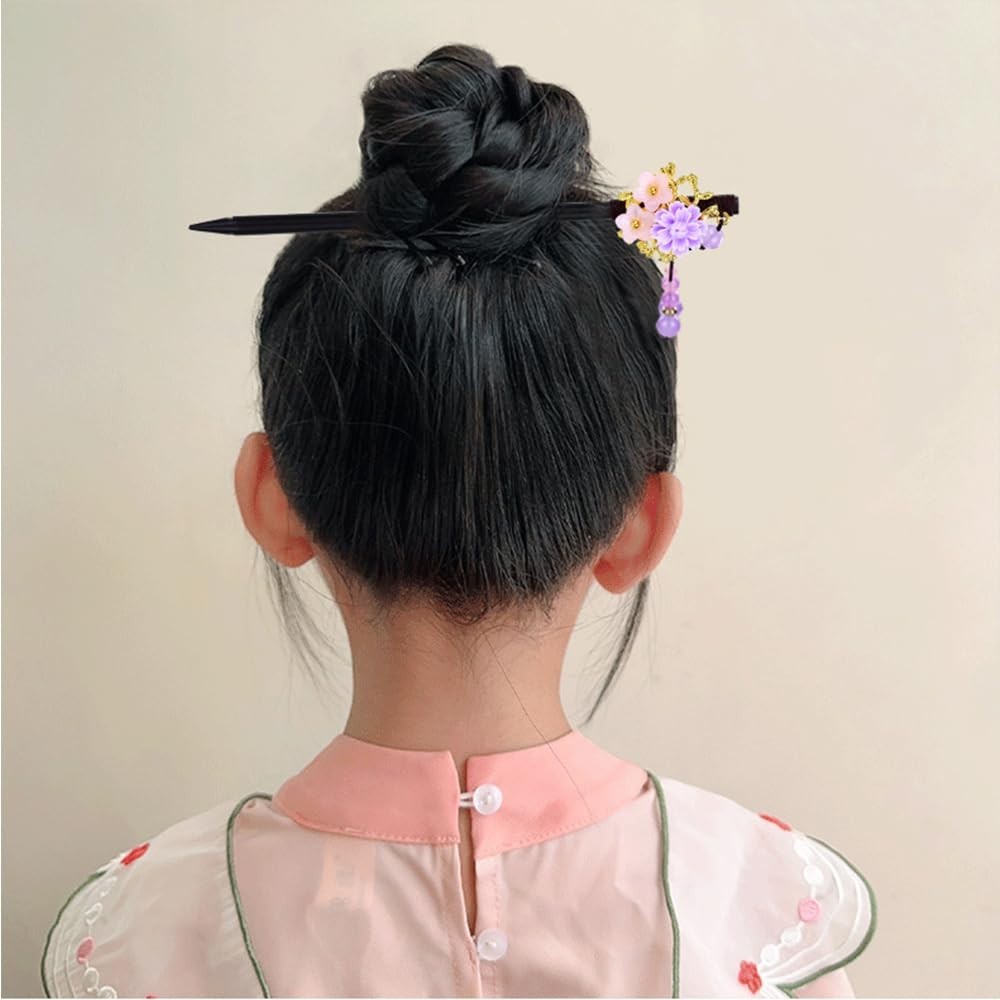 8 Vintage Retro Asian Hair Sticks – Chinese Japanese Wooden Hair Pins with Beads