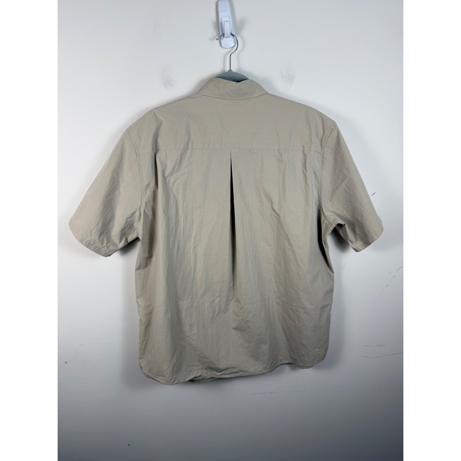 John Elliott Beige Cotton Nylon Camp Short Sleeve Button Up Shirt Size 2 Medium