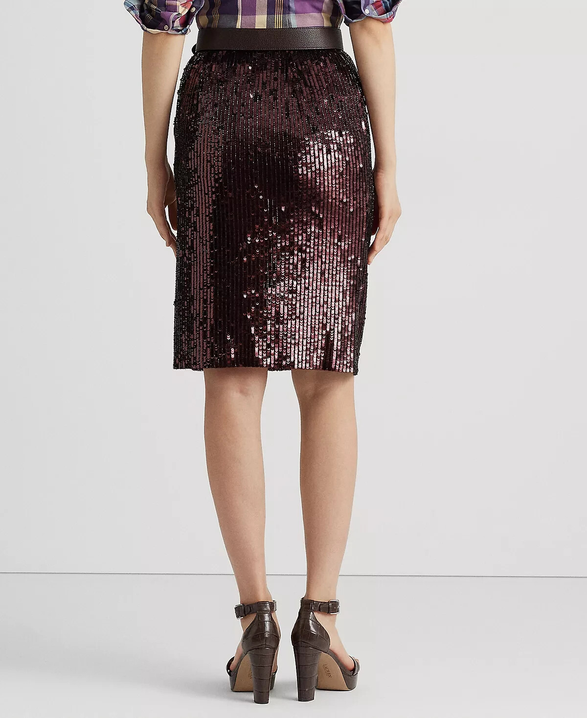 LAUREN RALPH LAUREN NEW Womens Sequined Tulle Pencil Skirt burgundy Size 18 $295