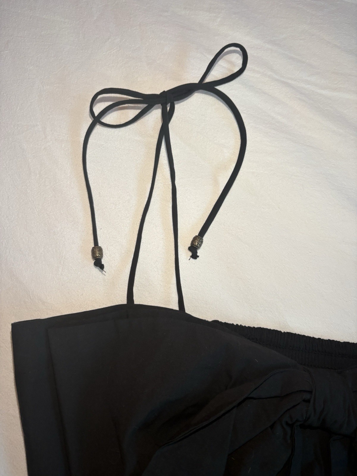 Maeve by Anthropologie Black Spaghetti Tie-Strap Bow Crop Top S Stretch