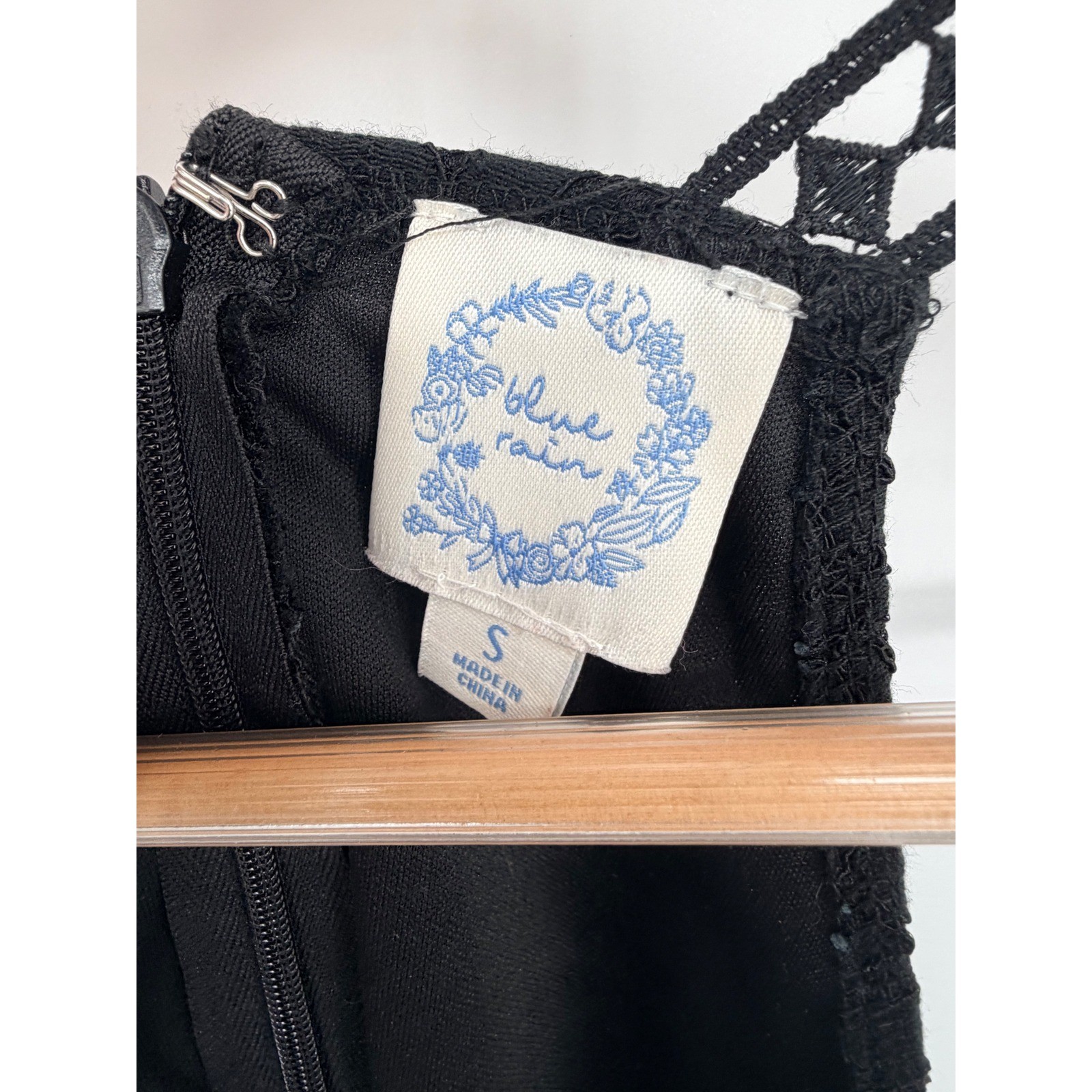 Blue Rain Black Floral Lace Halter Mini Dress Lattice Straps Mens Small