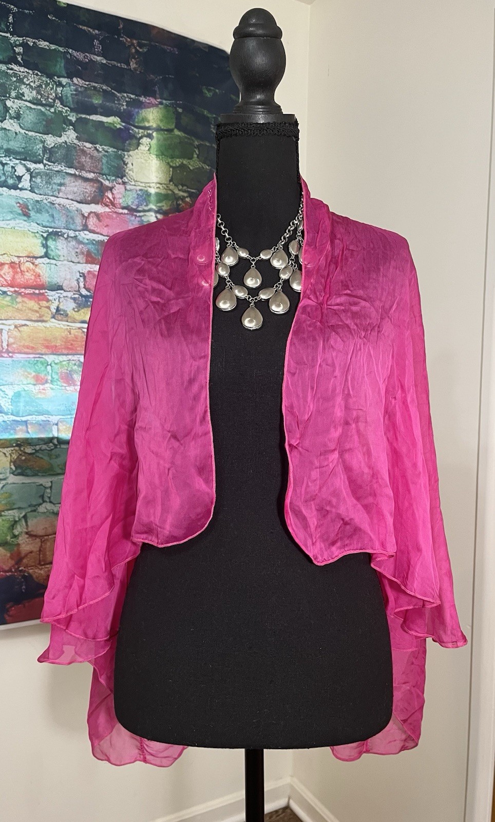 Made in Italy NT by Amati Kimono w/ Sleeves Flowy Top Silk Blend OS