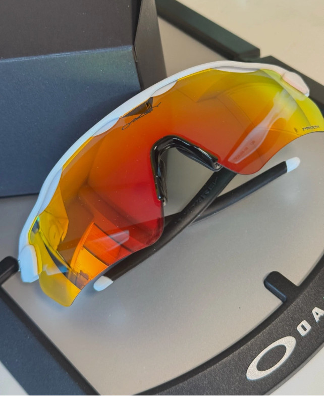 New Oakley Radar EV Patn Sunglasses Matte White Frame Prizm Orange Lenses OO9208