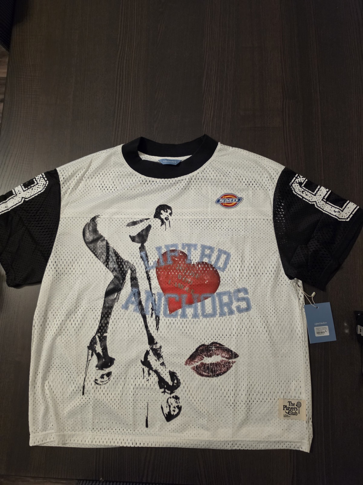 Lifted Anchors Spearmint Football Jersey White/Black Size 2XL Oversized Cropped