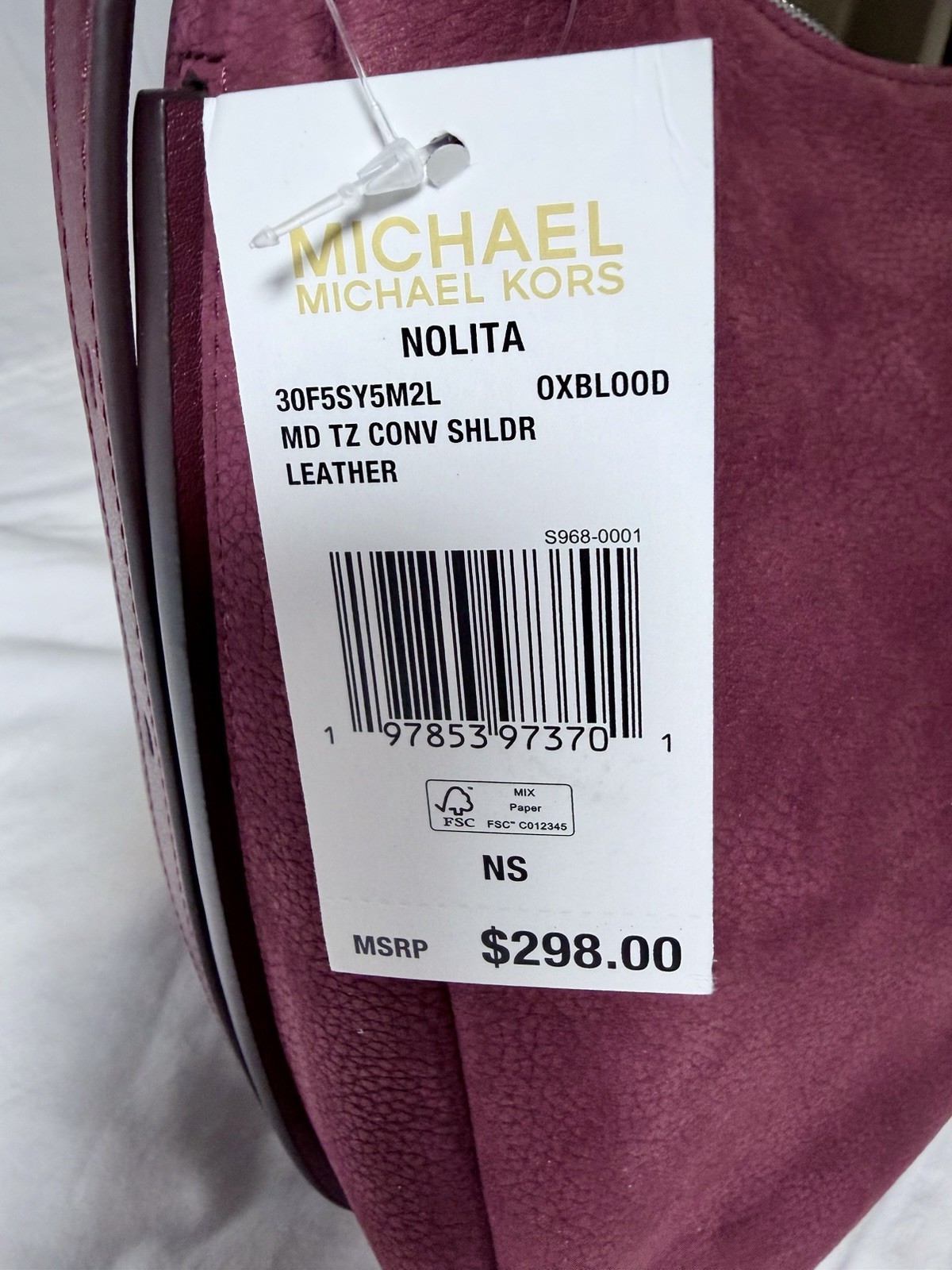 NWT Michael Kors Nolita Medium Nubuck Shoulder Crossbody Bag, Oxblood Red