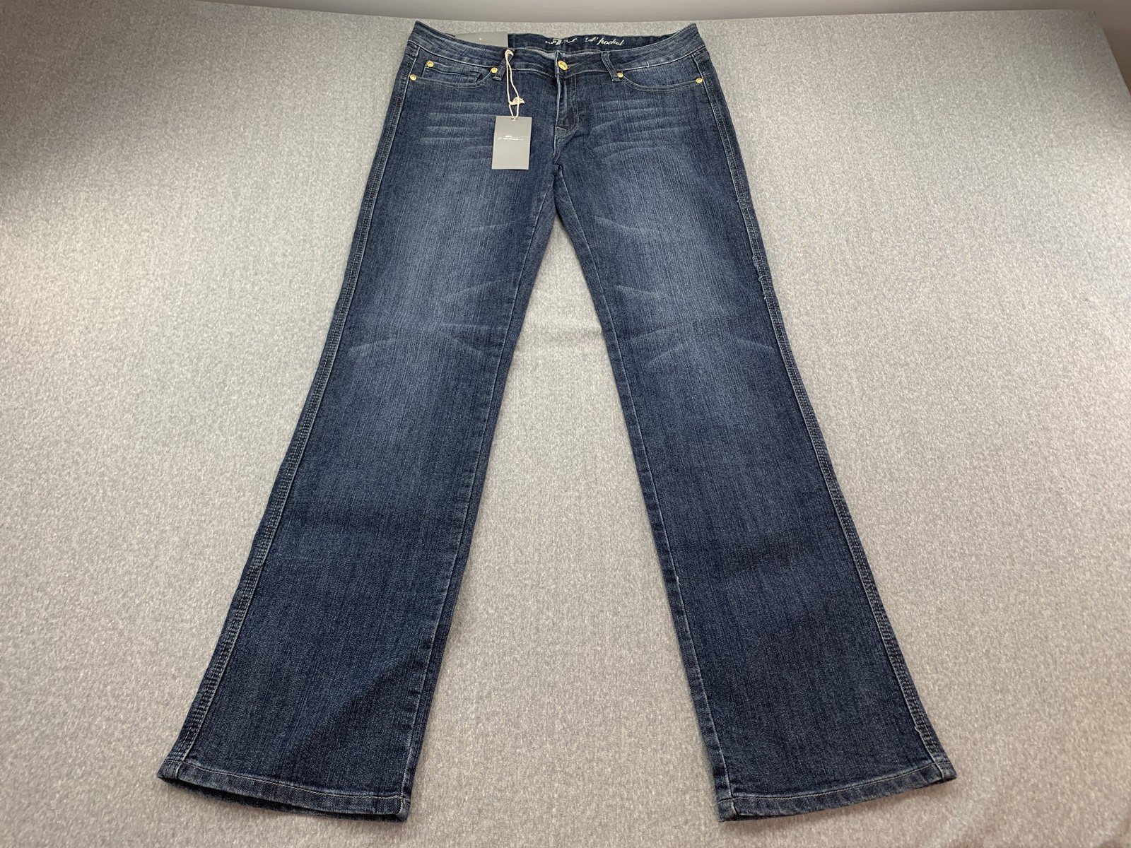 7 For All Mankind Jeans Womens 30 Flare Leg Blue A Pocket Studded Stretch USA