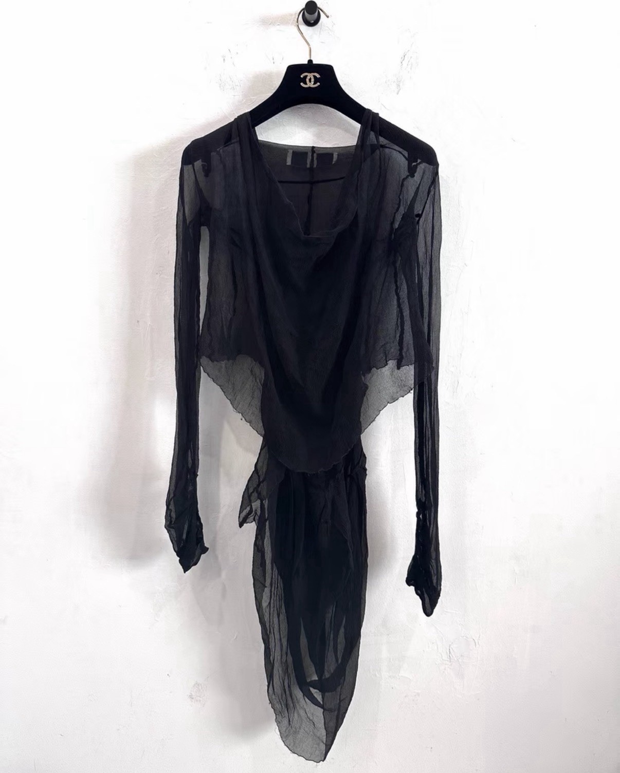 Marc Le Bihan Women’s Black Semi-Sheer Silk Top 34 Size