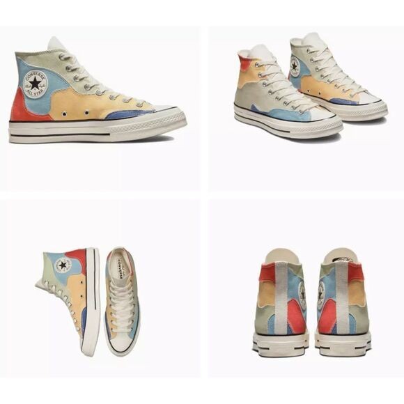 Converse Unisex Chuck 70 Crafted Patchwork Hi Top Olive Aura/Worn Blue