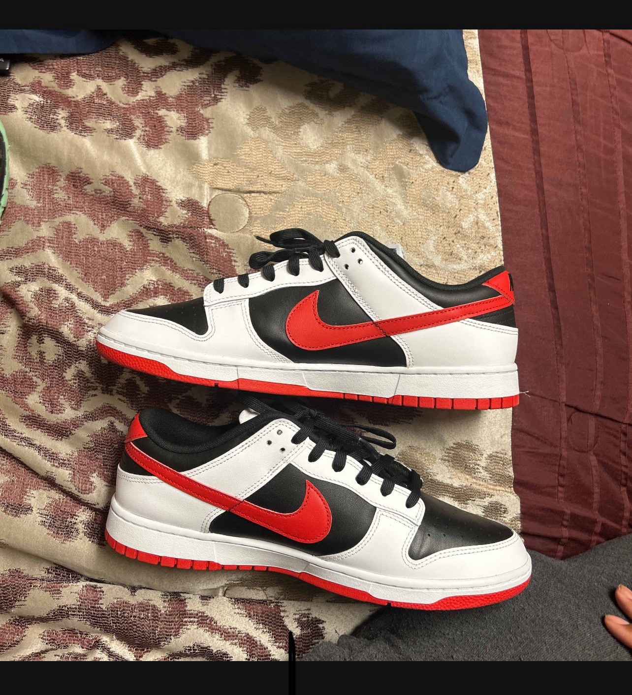 Nike Dunk Low Retro White/University Red/Black Leather Sneakers FD9762-061