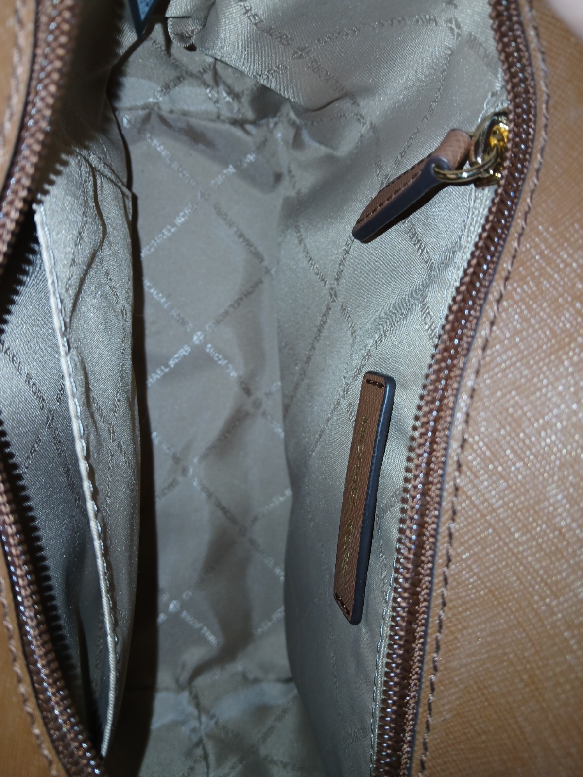 Michael Kors Brown Satchel Top Handle Zip, Detachable Strap, Logo, Charm