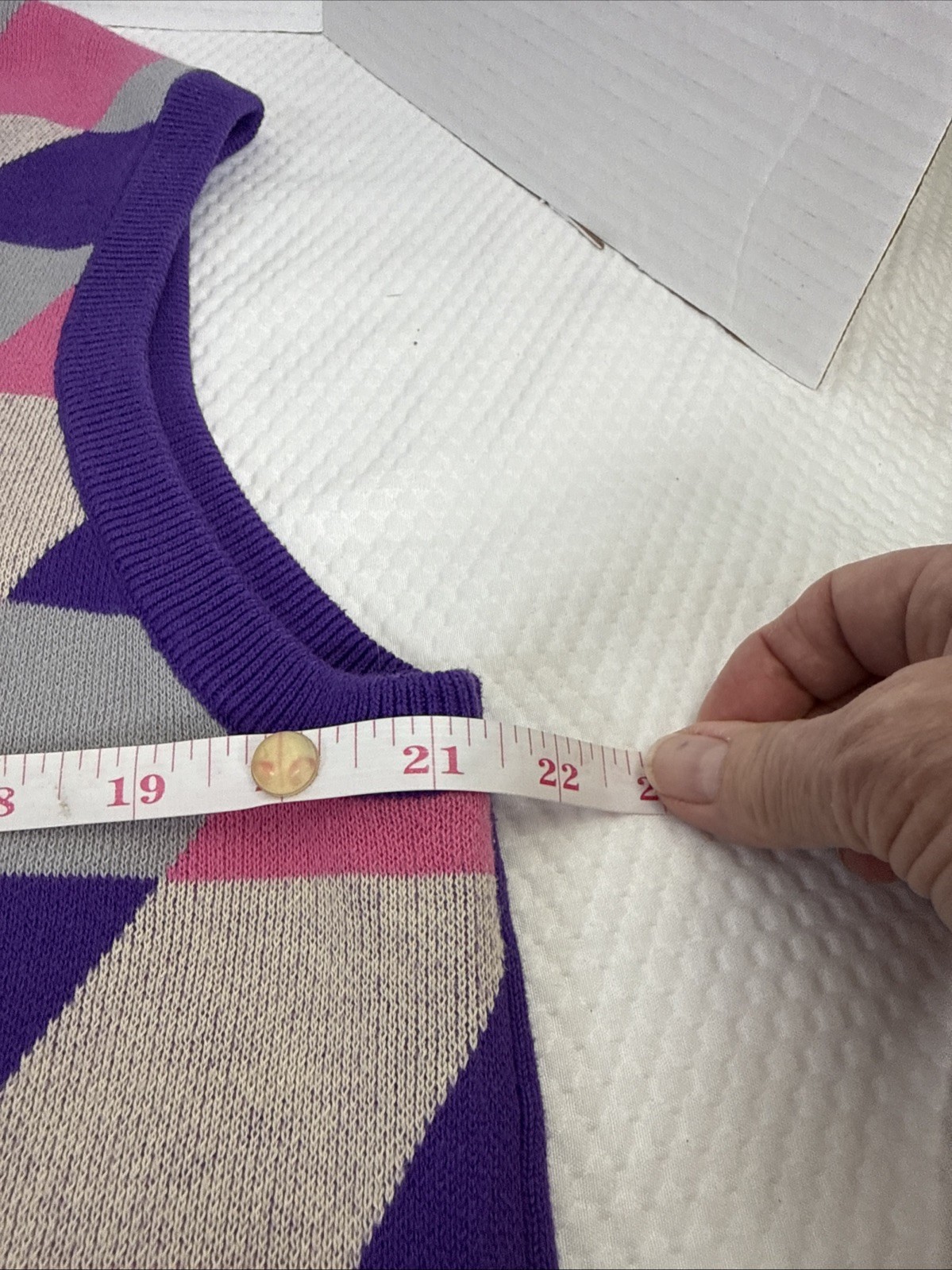 Retro Style Adidas Knitted Purple,Pink,& Beige Stripe Men’s Vest Size L Classy