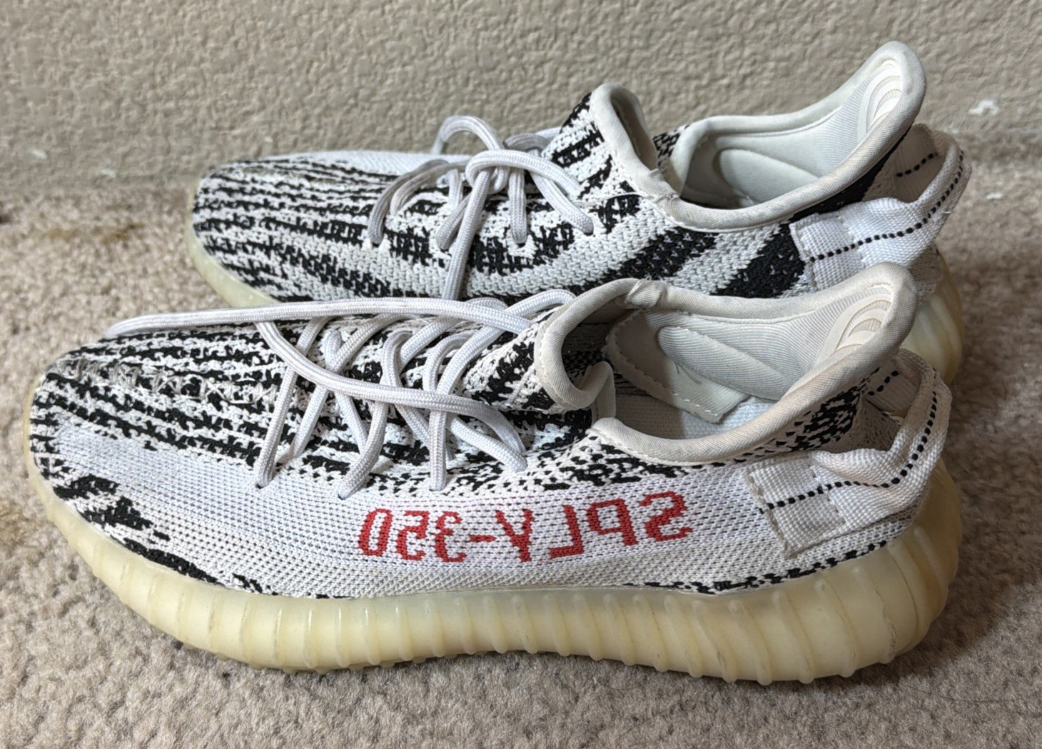 Adidas Yeezy Boost 350 V2 Zebra White Black Sneaker Shoes Low Top Sz 7 No Box