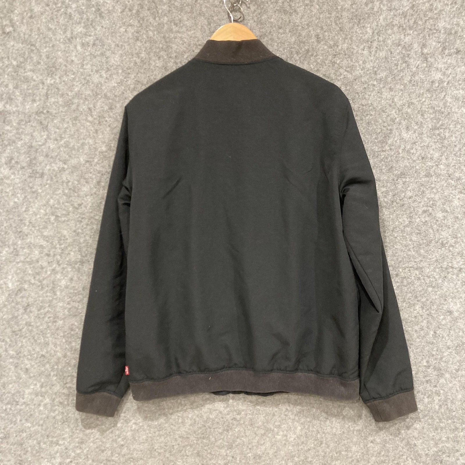 Levi’s Jacket Mens L Black Polyamide Microfibre Bomber Zip Pockets Lined Autumn