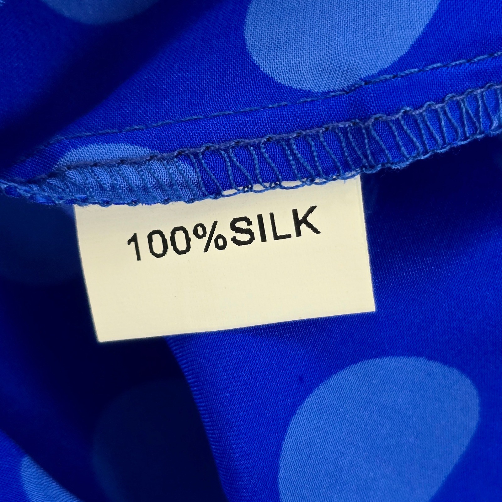 Sacred Threads 100% Silk Blue Polka Dot Blouse OS Mandarin Collar 222017 NWT