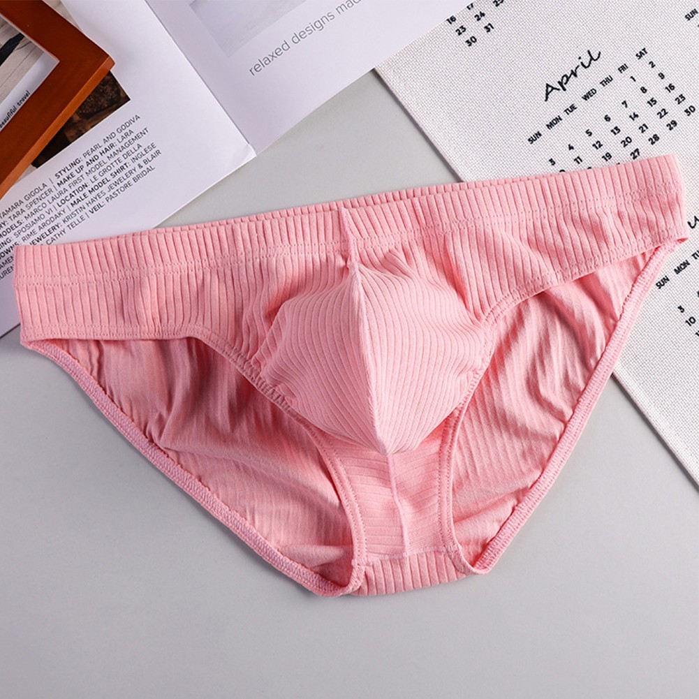 Solid Color Men’s Briefs Cotton Spandex Blend Low Waist Breathable Fit
