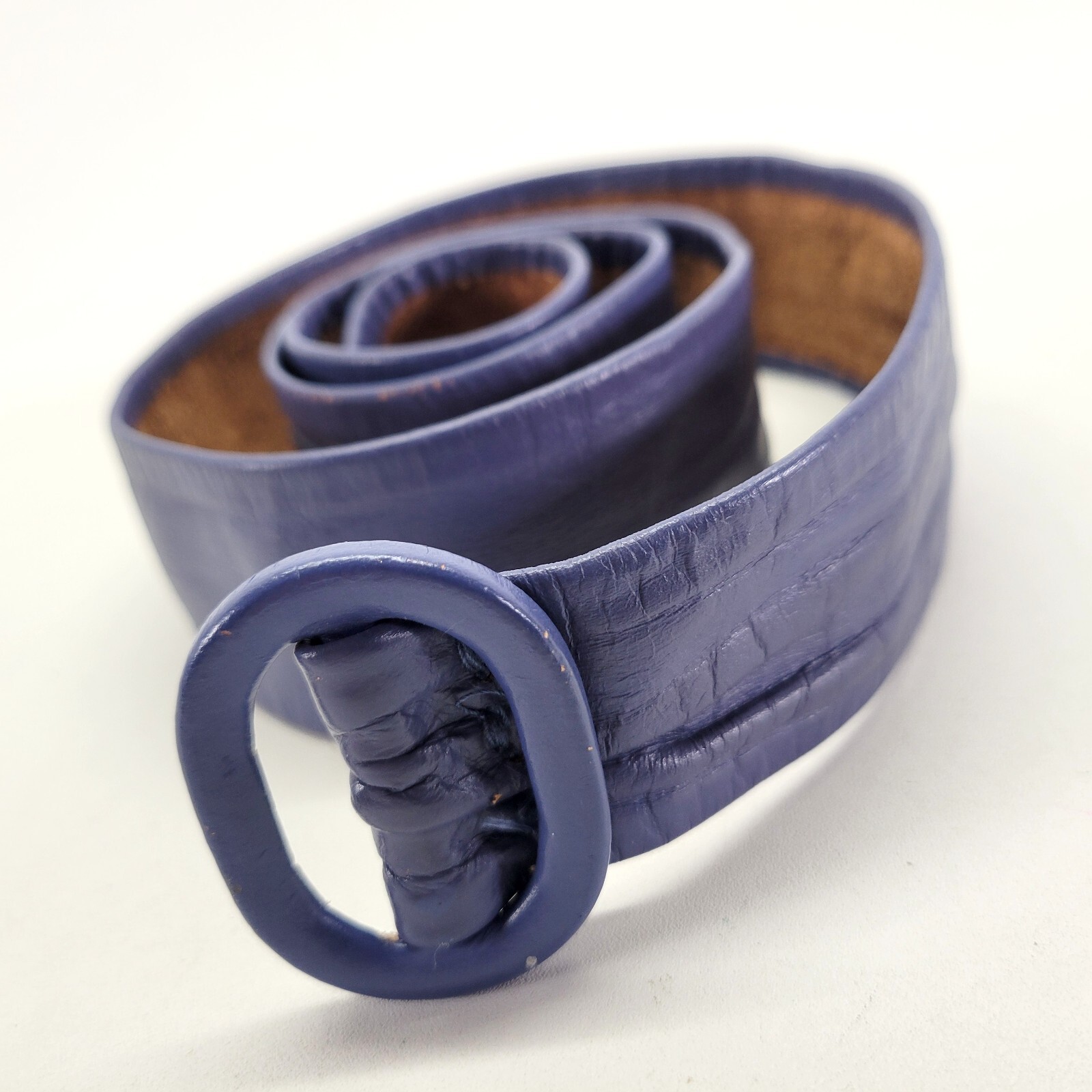 Vintage Leather Belt 30 32 34 Cornflower Blue