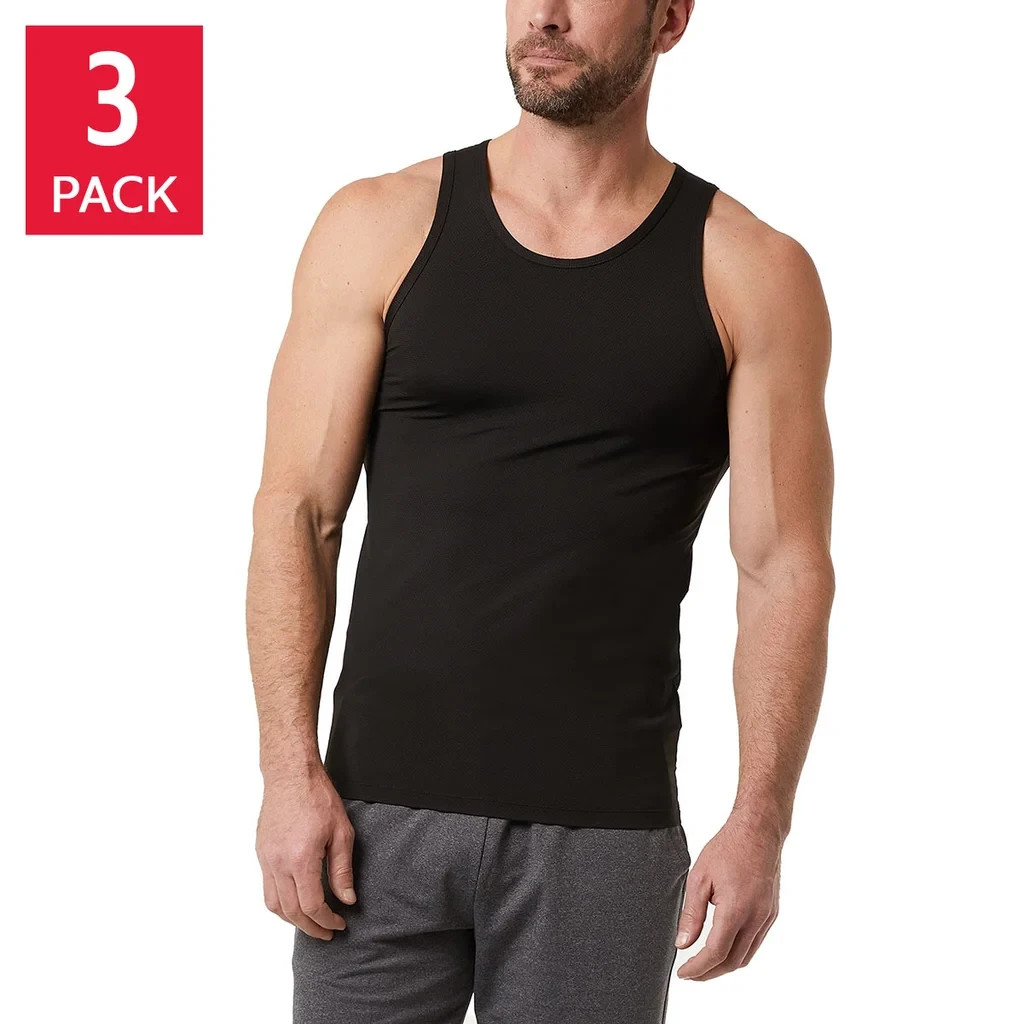 32 Degrees Mens Mesh Tank Top 3-Pack Nylon Stretch Breathable Undershirt Gym New