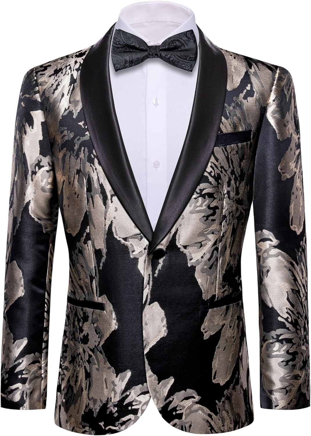 Men’s Floral Paisley One Button Blazer Tuxedo Jacket for Carnival Party Gift