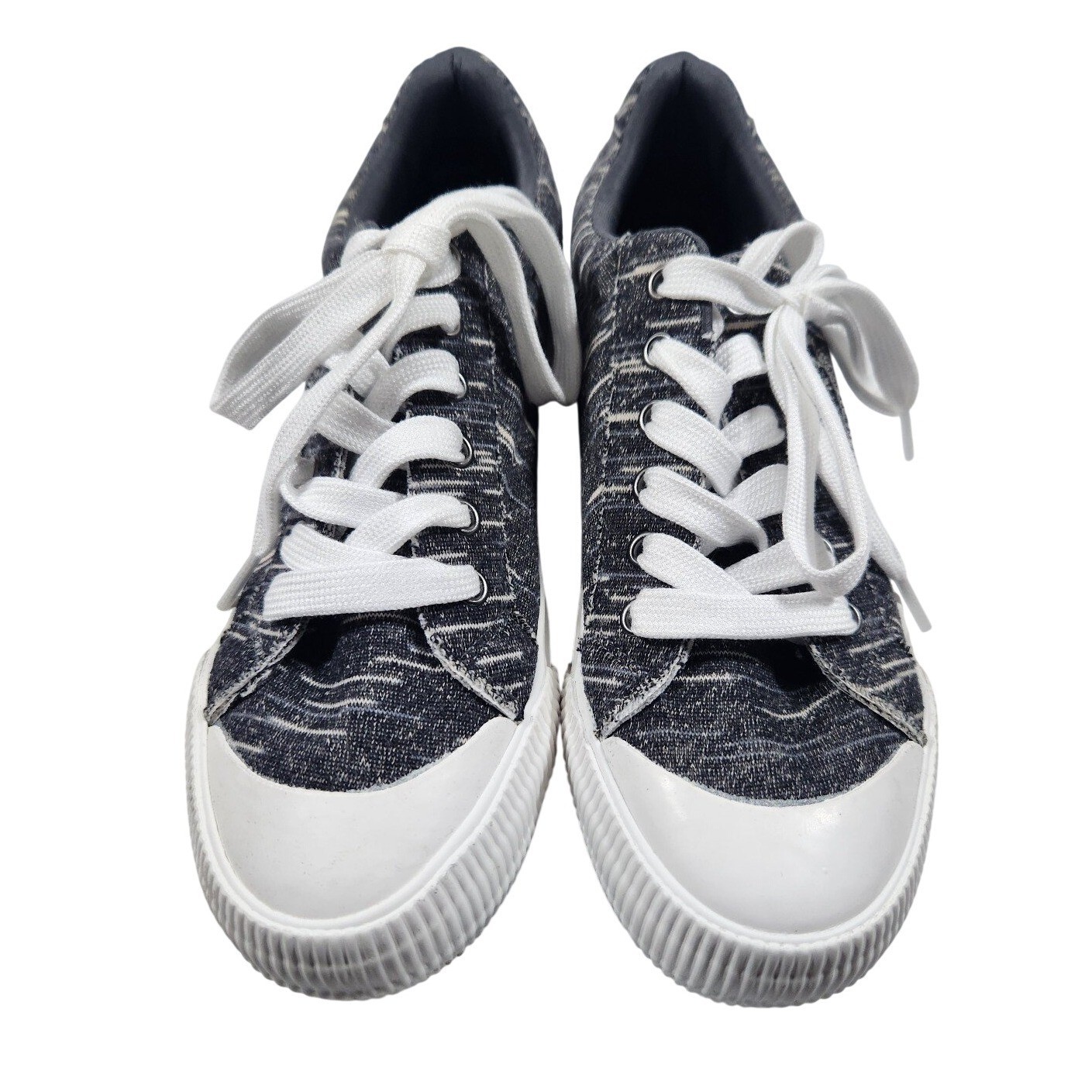 Rocket Dog Men’s Casual Canvas Low Top Sneakers Grey Stripe Lace Up Size 9.5