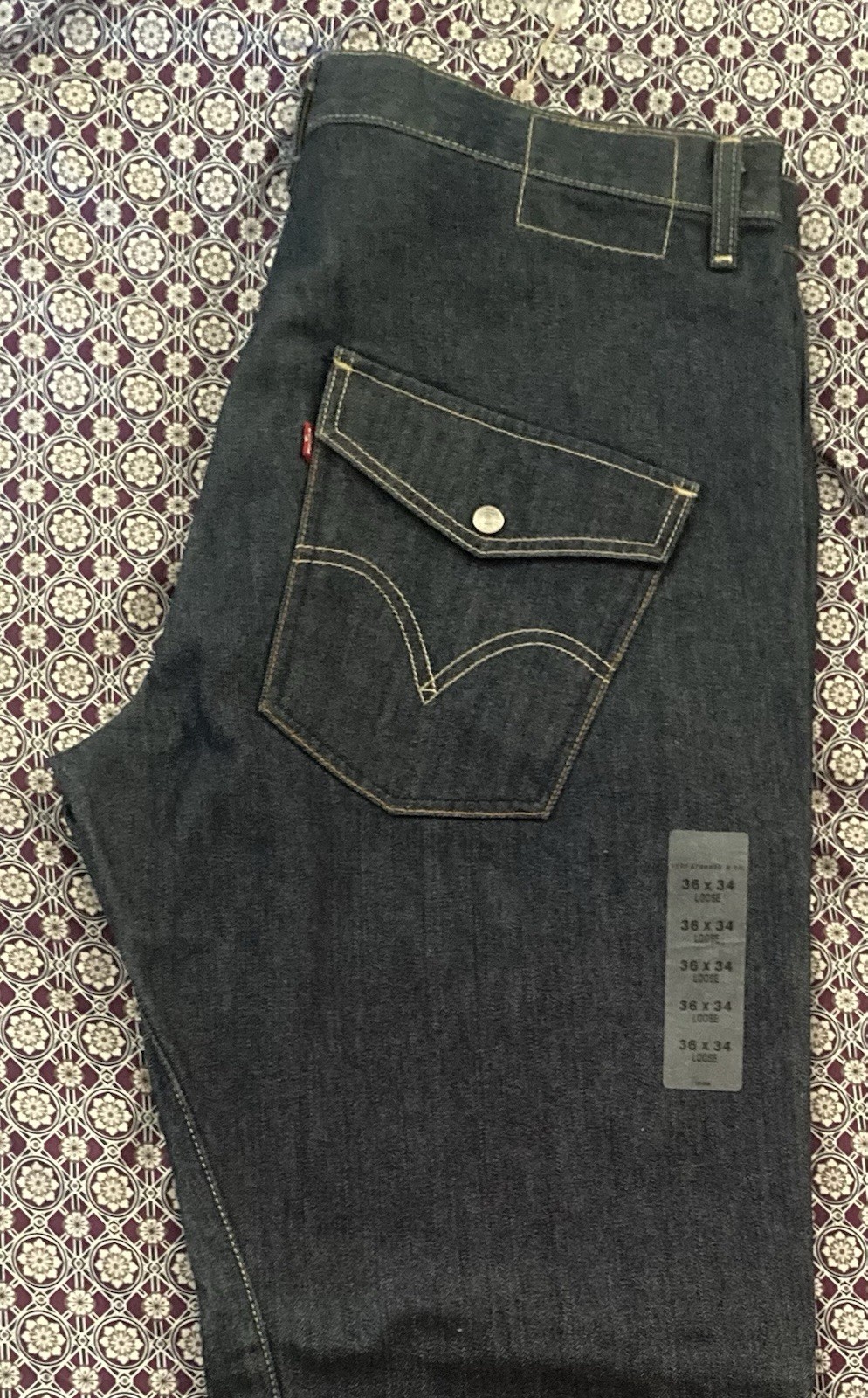 Vintage LEJ 2003 Y2K Levi’s Engineered Jeans Loose Flap Pocket W36x34 Grunge NWT