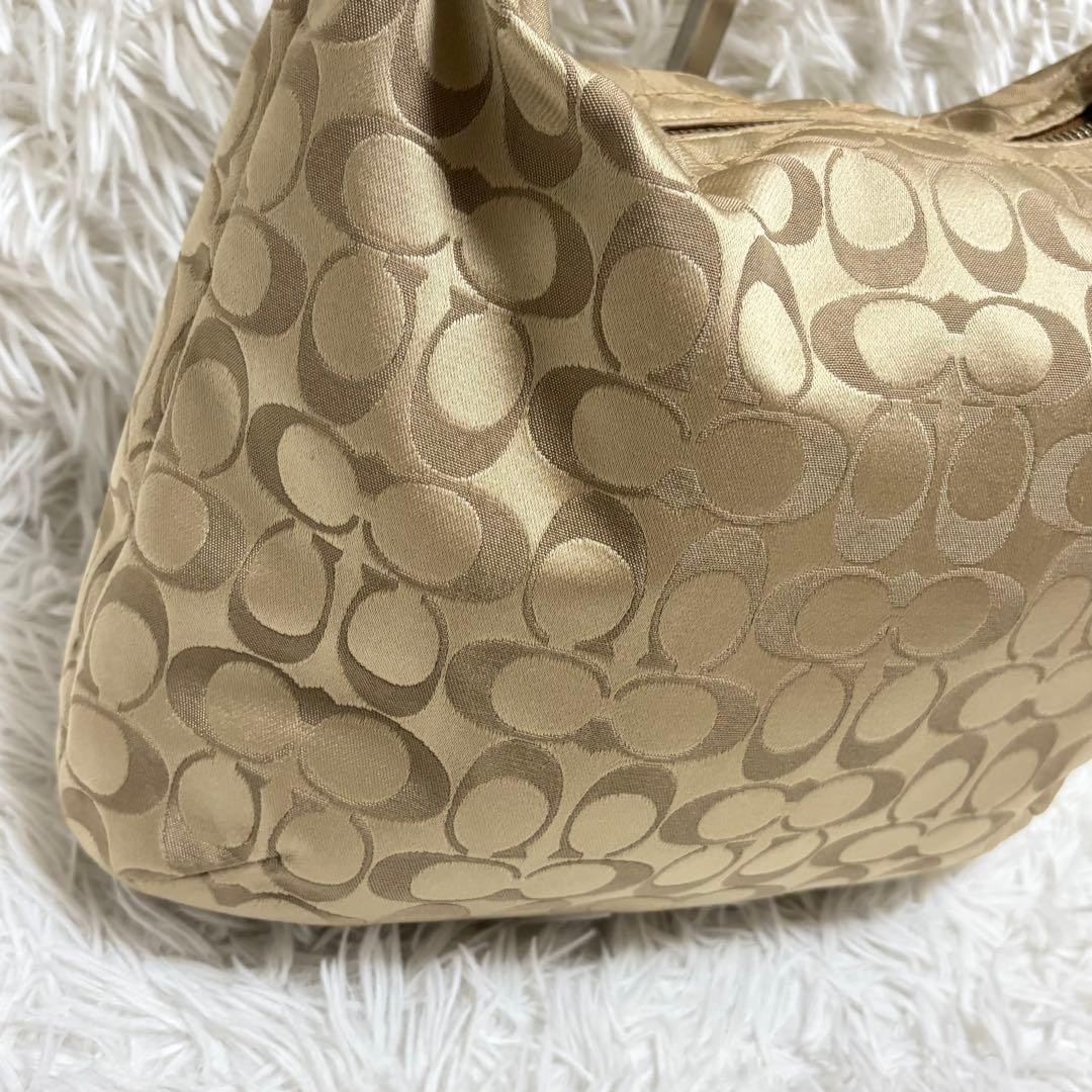 Authentic Coach Signature Hobo Shoulder Bag, Leather, 12.6in, Slightly Dirty