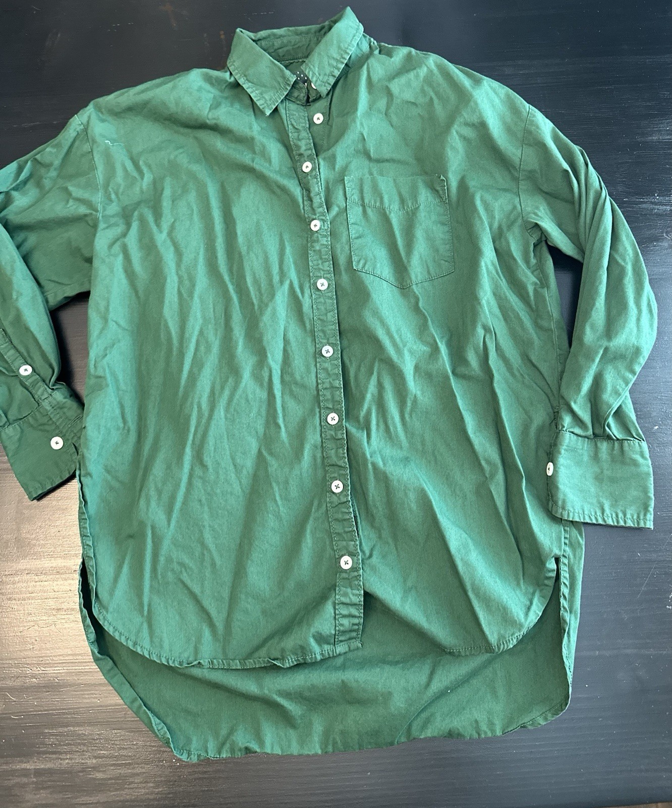 Maeve Anthropologie Shirt Womens Green Long Sleeve Button Up Loose Blouse XS