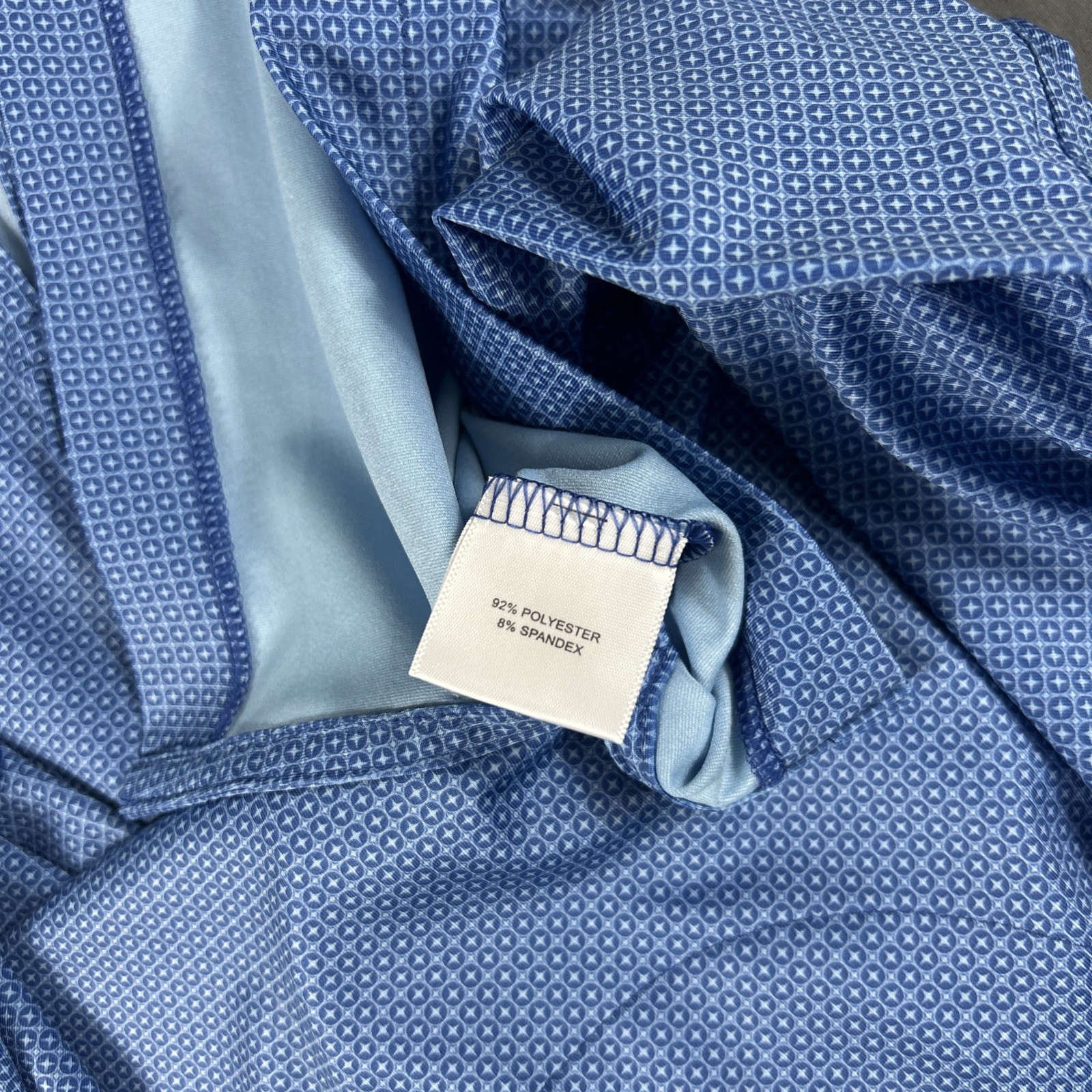 Peter Millar Golf Shirt Polo CS Summer Comfort Mick Print XXL Blue Polyester