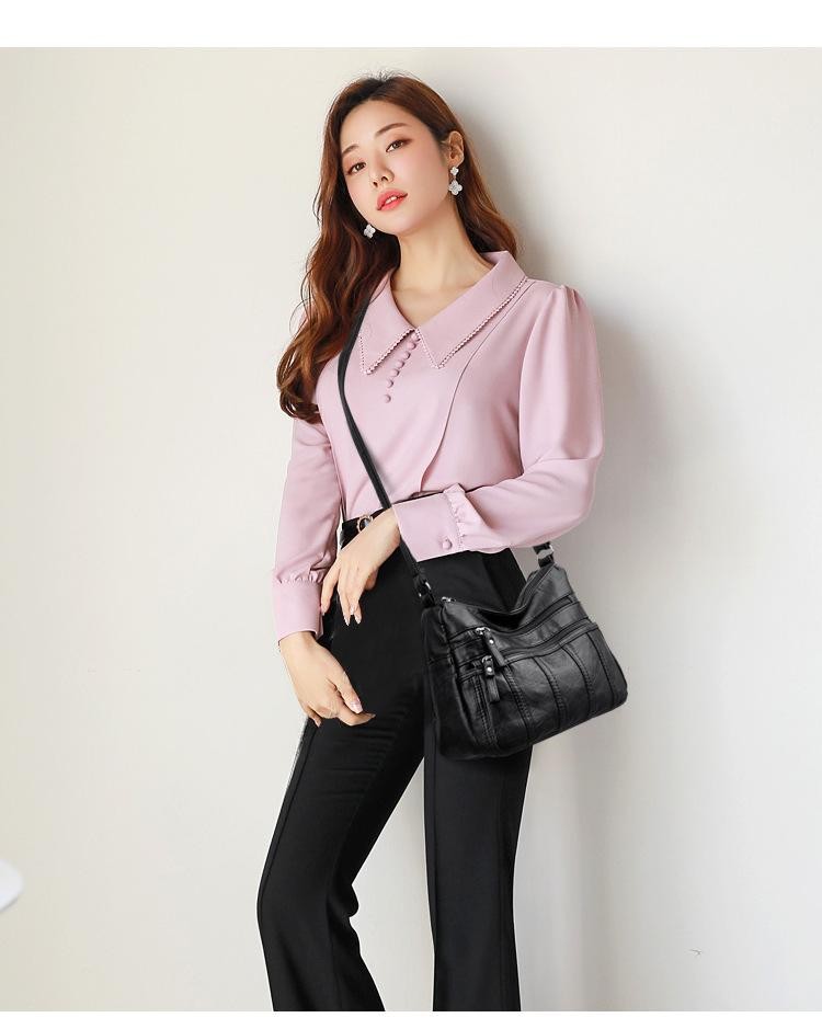 Women’s Soft Leather Crossbody Bag, 2025 Retro Multi-pocket Shoulder Handbag