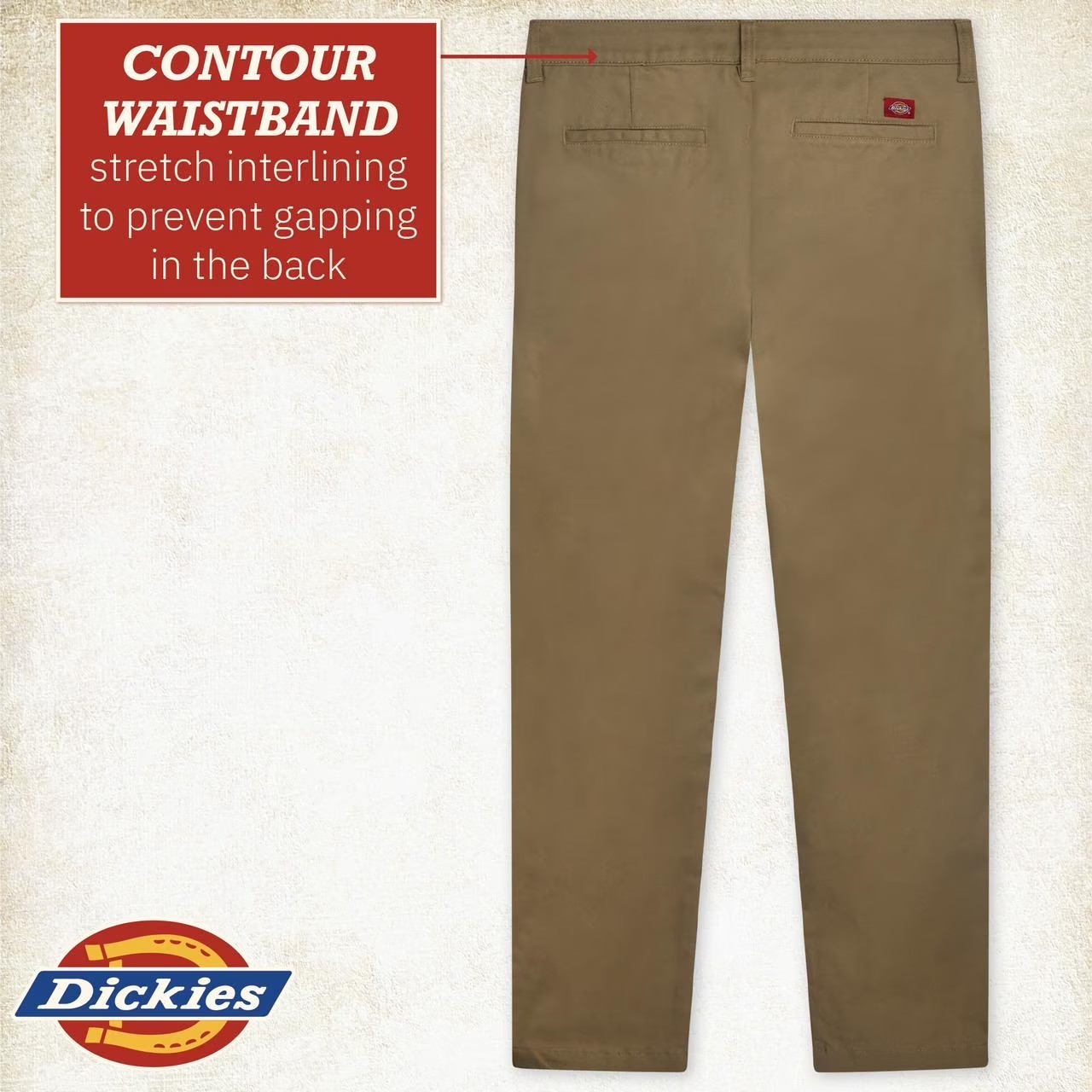 Dickies Women’s Straight Flex Twill Pant, Skinny Tan, Size 0/25 REGULAR, NEW