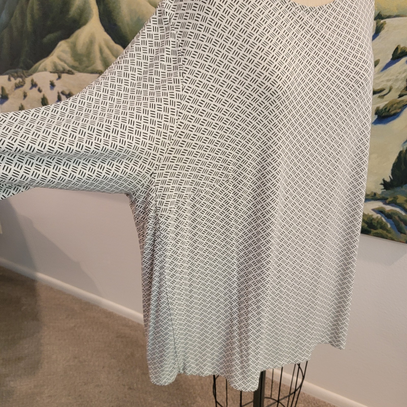 J.Jill Wearever Collection Tunic Top 3X White Black Geo Print Stretch